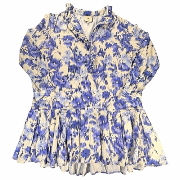 Tuckernuck Women's Long Sleeve Tate Mini Dress In “Blue Iris Breeze” Size Medium - Picture 2 of 11